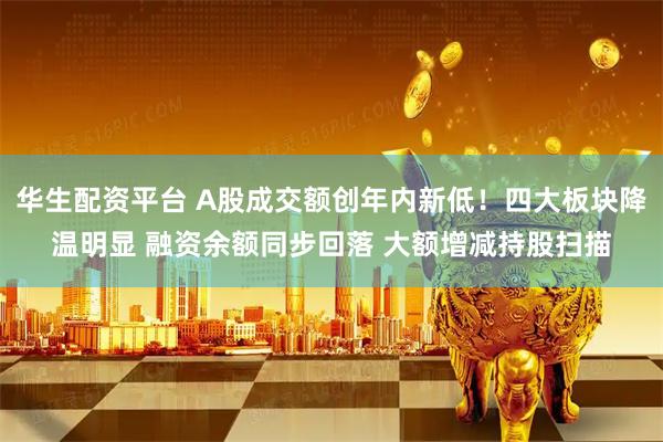 华生配资平台 A股成交额创年内新低！四大板块降温明显 融资余额同步回落 大额增减持股扫描